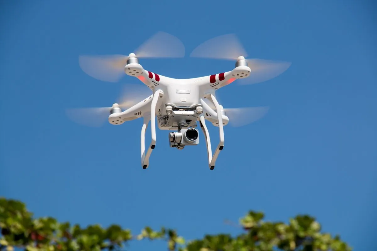 Drone flying over coastal Atlantic Canada landscape for motorcycle touring photography