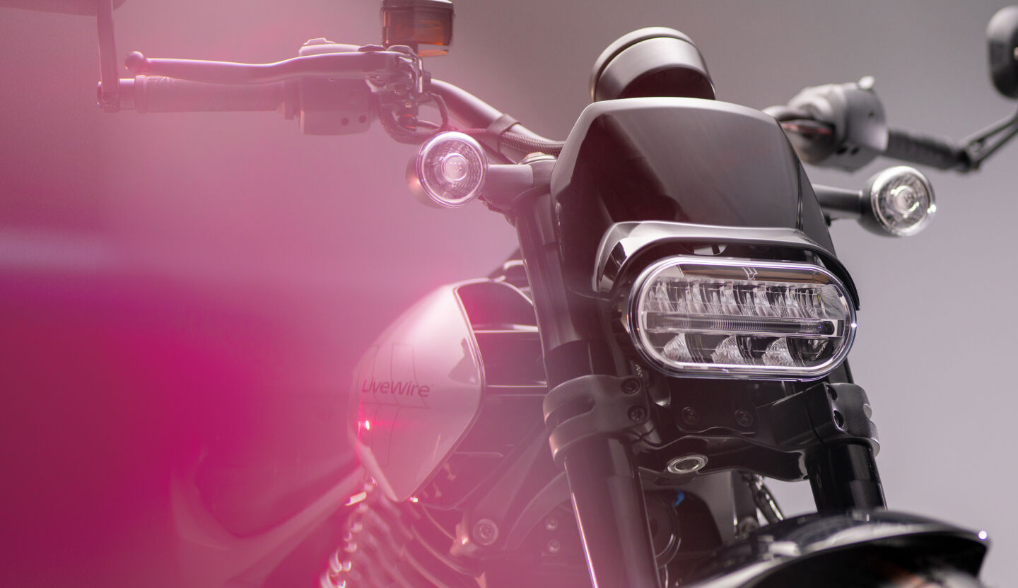 LiveWire S2 Del Mar electric motorcycle showing the battery module and modern streetfighter styling