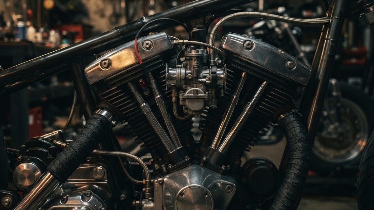 Close-up of Indian PowerPlus V-twin motorcycle engine