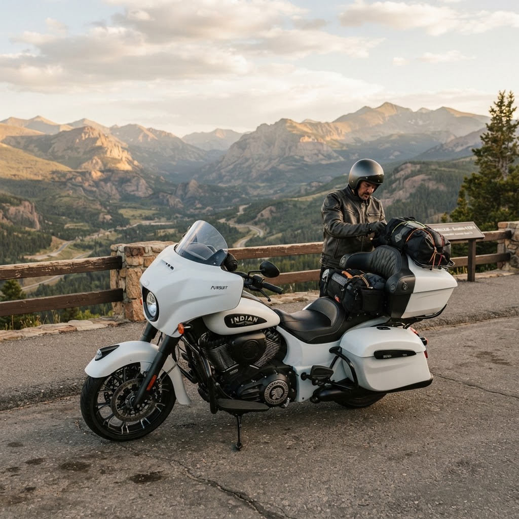 Indian Pursuit motorcycle with touring upgrades