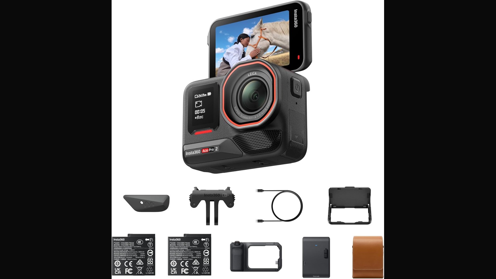 Insta360 Ace Pro 2 action camera product photo showing the lens and mounting system
