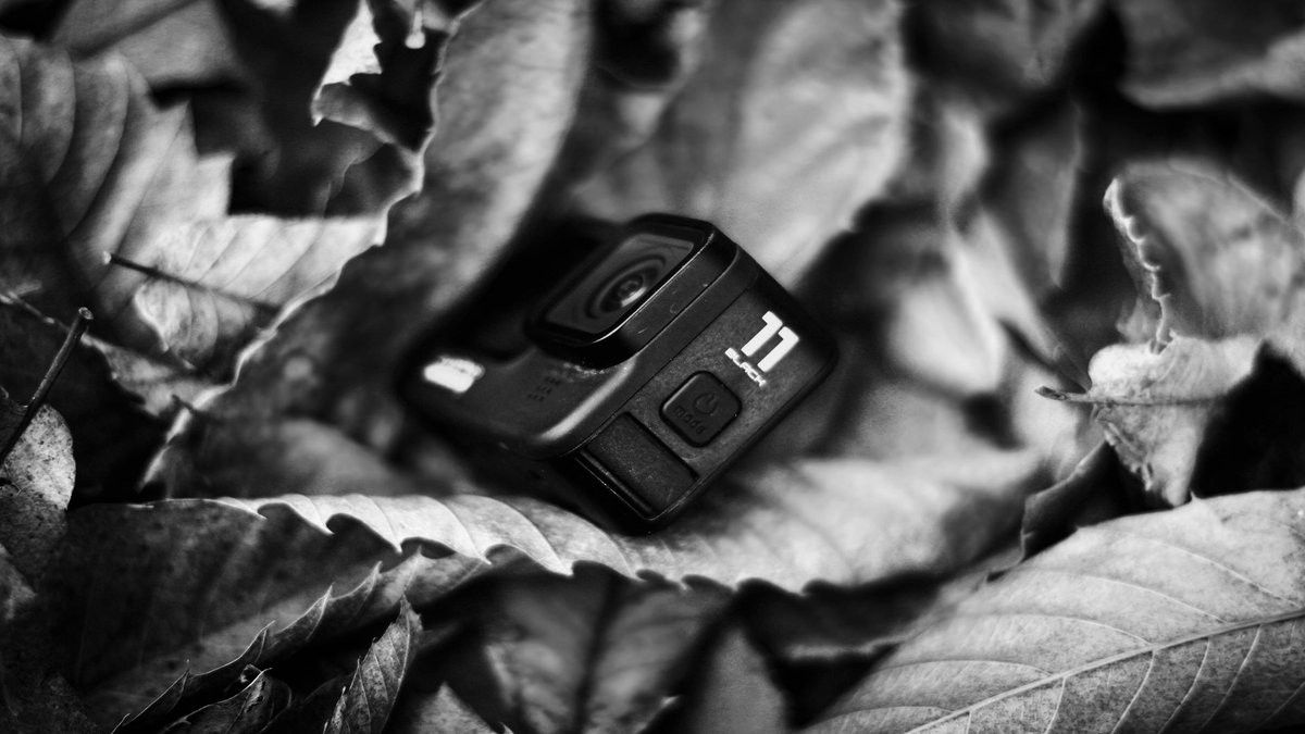 Action camera prepared for motorcycle filming with a compact creator setup