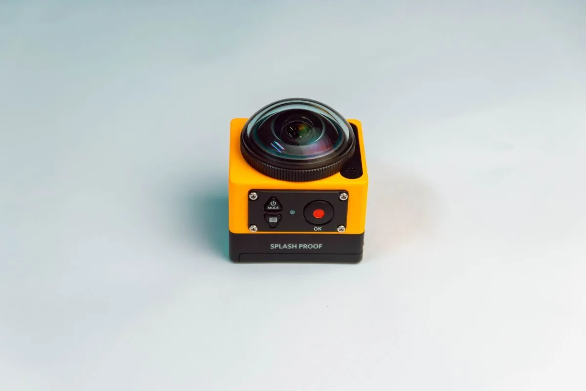 Compact action camera with splash-proof features